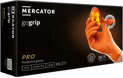 Gant gogrip orange nitrile non poudré Taille L x 50