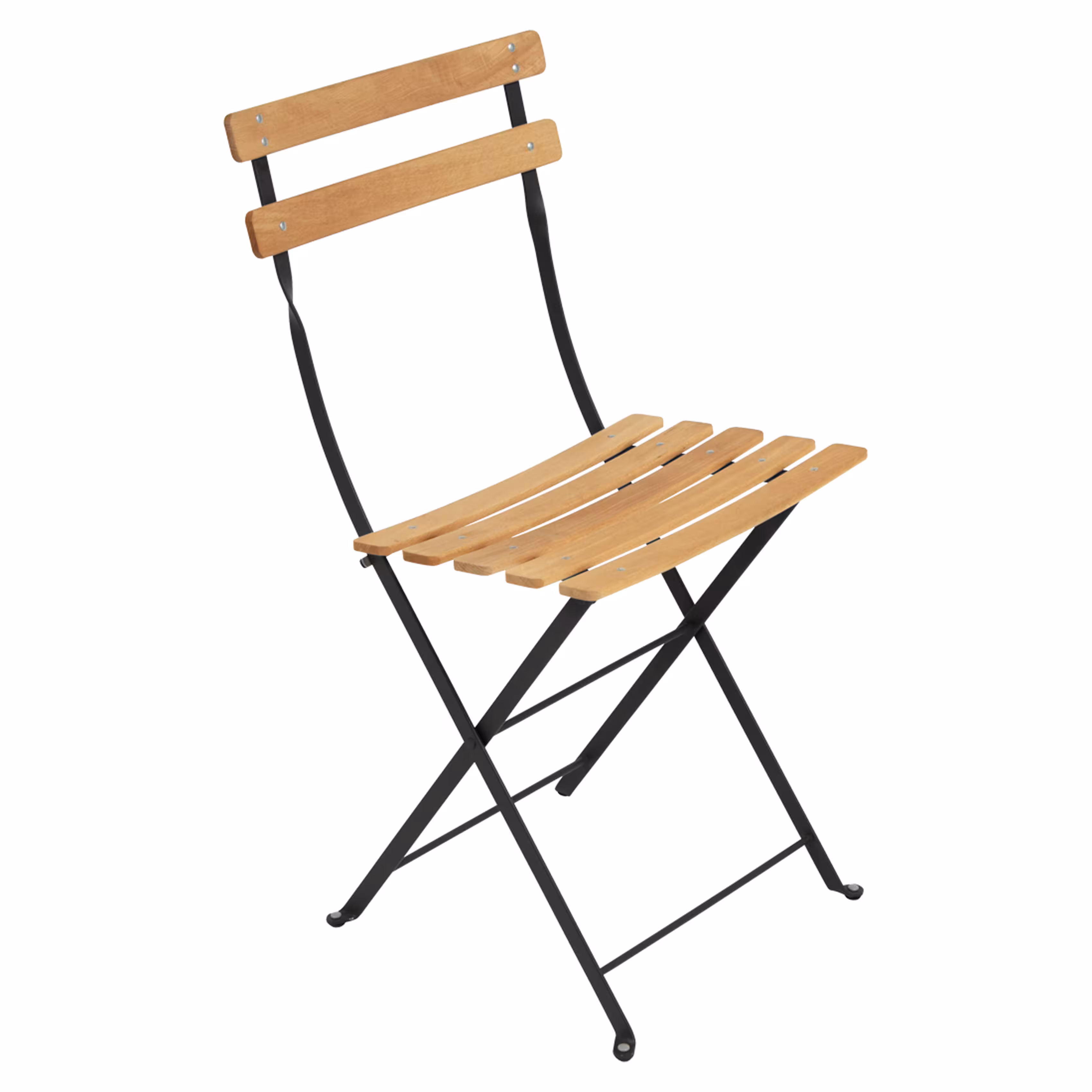 Chaise pliante - acier - lattes finition bois - lot de 2