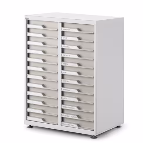 Module 2 colonnes sur vérins - équipé de 24 tiroirs e-clen h. 6 cm