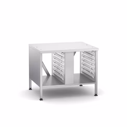 Soubassement châssis inox 14 niveaux et piètement réglable sur vérins pour les fours 6 et 10 niveaux