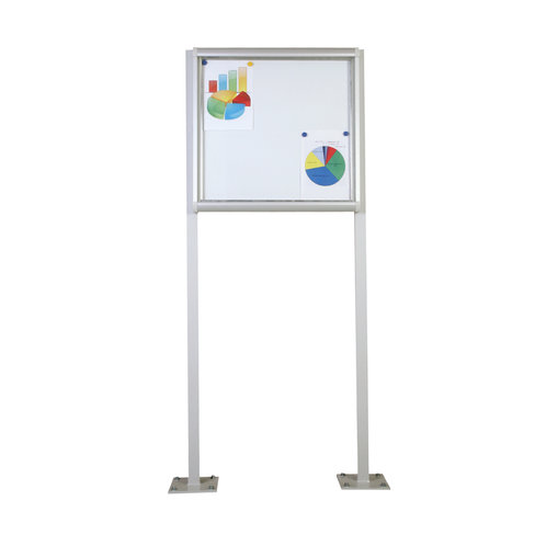 Piétement double fixe pour vitrine d'intérieur