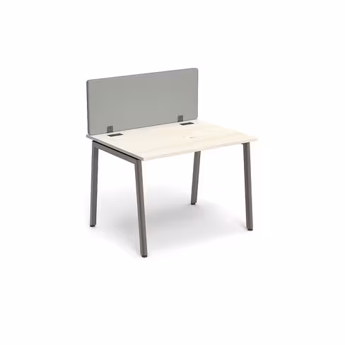 Bureau droit Nouvelle Vague - l. 100 x pr. 80 cm + écran tissu - pieds métal