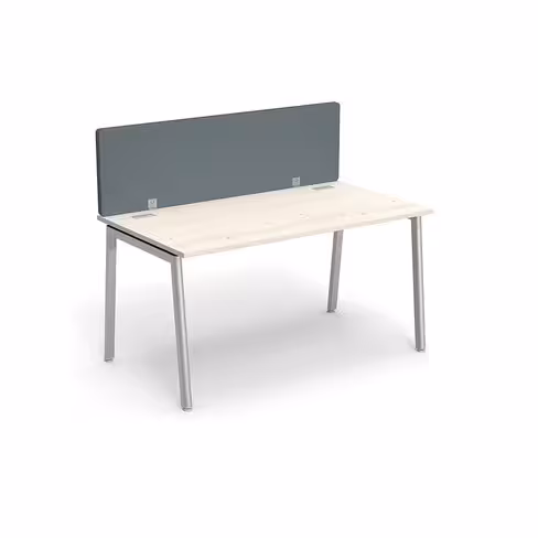 Bureau droit Nouvelle Vague - l. 140 x pr. 80 cm + écran tissu - pieds métal