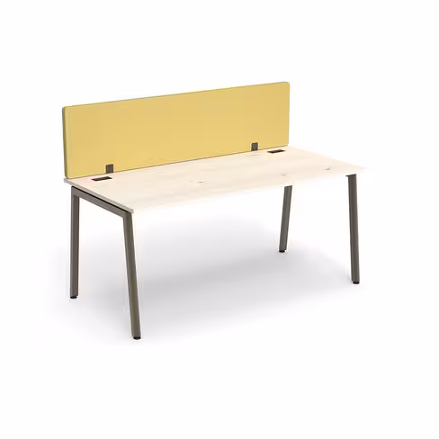 Bureau droit Nouvelle Vague - l. 160 x pr. 80 cm + écran tissu - pieds métal