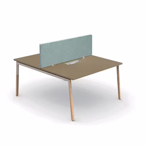 Ensemble 2 bureaux droits Nouvelle Vague - top access - l. 120 x pr. 79,5 cm + écran tissu - pieds bois