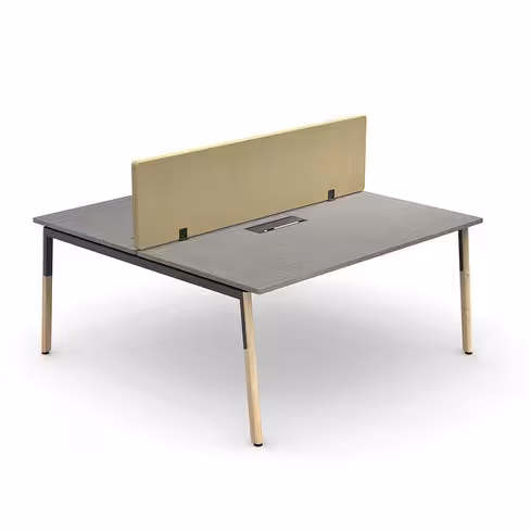 Ensemble 2 bureaux droits Nouvelle Vague - top access - l. 160 x pr. 79,5 cm + écran tissu - pieds bois