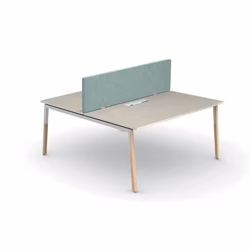 Ensemble 2 bureaux droits Nouvelle Vague - top access - l. 180 x pr. 79,5 cm + écran tissu - pieds bois