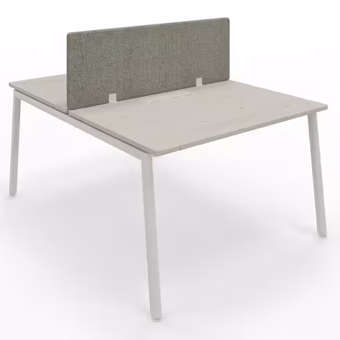 Ensemble 2 bureaux droits Nouvelle Vague - top access - l. 120 x pr. 79,5 cm + écran tissu - pieds métal