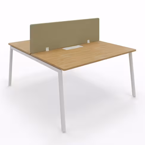 Ensemble 2 bureaux droits Nouvelle Vague - top access - l. 140 x pr. 79,5 cm + écran tissu - pieds métal