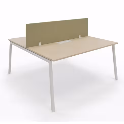 Ensemble 2 bureaux droits Nouvelle Vague - top access - l. 160 x pr. 79,5 cm + écran tissu - pieds métal