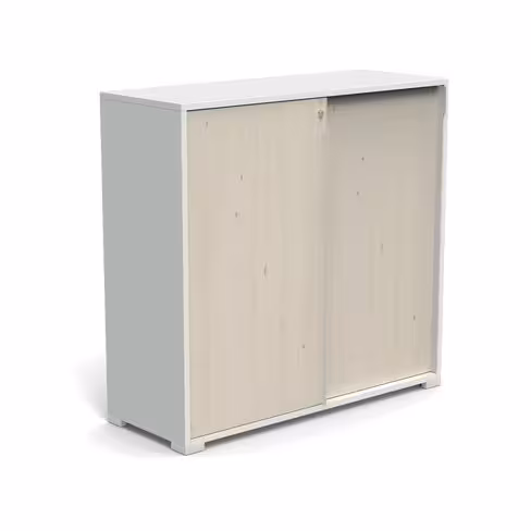 Armoire Nouvelle Vague - h. 115 x l. 120 cm - portes coulissantes - 2 tablettes métal