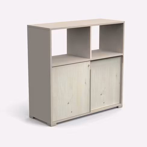 Armoire Nouvelle Vague - h. 115 x l. 120 cm - 2 portes coulissantes + 2 niches ouvertes