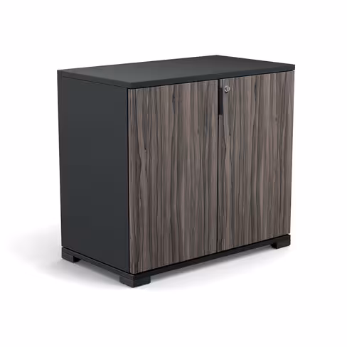 Armoire hauteur bureau Nouvelle Vague - l. 80 cm - portes battantes - 1 tablette métal