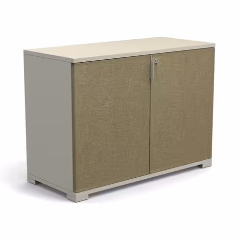 Armoire hauteur bureau Nouvelle Vague - l. 100 cm - portes battantes - 1 tablette métal