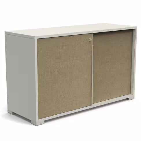 Armoire hauteur bureau Nouvelle Vague - l. 120 cm - portes coulissantes - 1 tablette métal