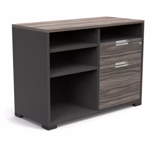 Armoire hauteur bureau Nouvelle Vague - l. 100 cm - 1 tiroir plat + 1 tiroir DS + 4 niches