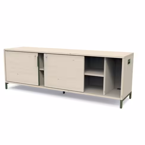 Armoire basse Nouvelle Vague + - h. 61 x l. 180 cm - 2 portes coulissantes + niche UC