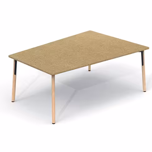 Table de réunion trapèze 5 places Nouvelle Vague - l. 180 x pr. 130 cm - 4 pieds bois