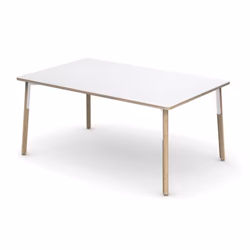 Table de réunion rectangulaire 6 places Nouvelle Vague - l. 160 x pr. 100 cm - 4 pieds bois