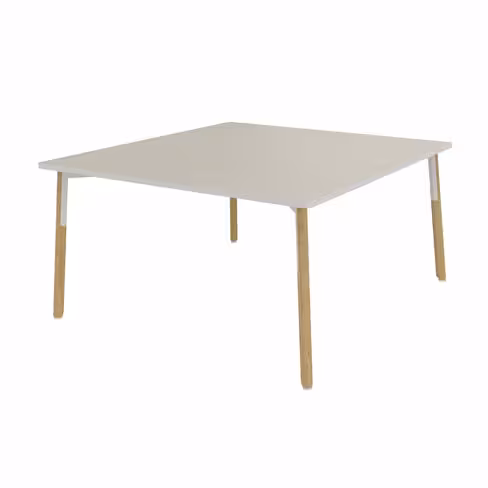 Table de réunion carrée 6/8 places Nouvelle Vague - l. 140 x pr. 140 cm - 4 pieds bois