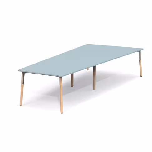 Table de réunion trapèze 9 places Nouvelle Vague - l. 360 x pr. 160 cm - pieds bois