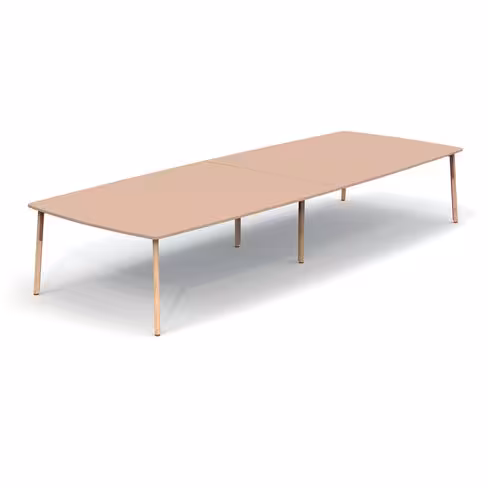 Table de réunion tonneau 16 places Nouvelle Vague - l. 420 x pr. 154 cm - pieds bois