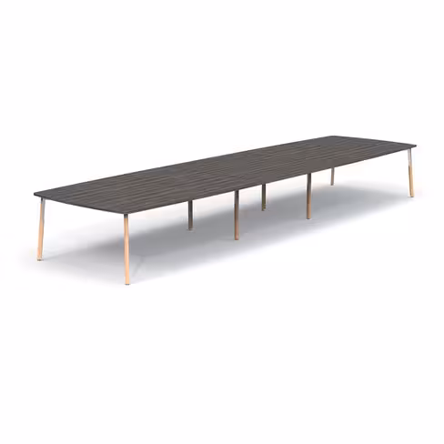 Table de réunion tonneau 20 places Nouvelle Vague - l. 560 x pr. 154 cm - pieds bois