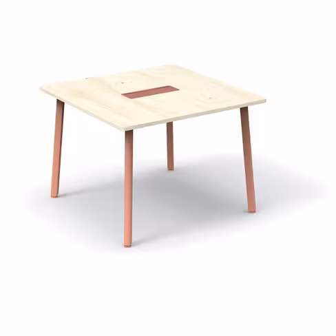 Table de réunion carrée 4 places Nouvelle Vague - l. 100 x pr. 100 cm - top access et goulotte - 4 pieds métal