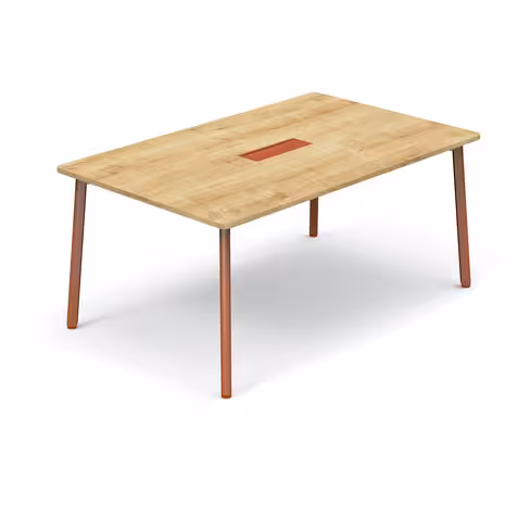 Table de réunion rectangulaire 6 places Nouvelle Vague - l. 160 x pr. 100 cm - top access + goulotte - 4 pieds métal