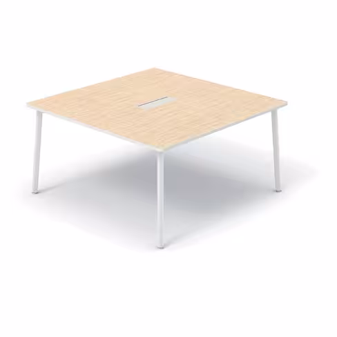 Table de réunion carrée 6/8 places Nouvelle Vague - l. 140 x pr. 140 cm - top access et goulotte - 4 pieds métal