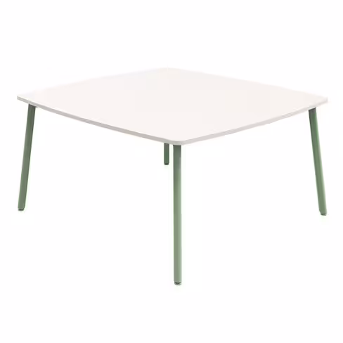 Table de réunion carrée bombée 6/8 places Nouvelle Vague l. 150 x pr. 150 cm - 4 pieds métal