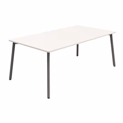 Table de réunion rectangulaire 8 places Nouvelle Vague - l. 210 x pr. 100 cm - 4 pieds métal