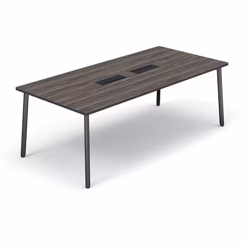 Table de réunion rectangulaire 8 places Nouvelle Vague - l. 210 x pr. 100 cm - top acces et goulotte - 4 pieds métal