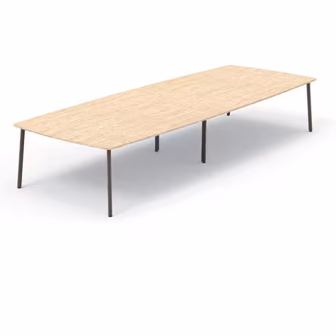 Table de réunion tonneau 16 places Nouvelle Vague - l. 420 x pr. 154 cm - pieds métal