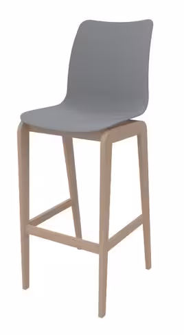 Siège haut Adell - coque résine - piétement bois