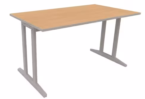 Table Soline piétement à dégagement latéral - 140 x 80 cm - hêtre verni teinté - chant alaisé