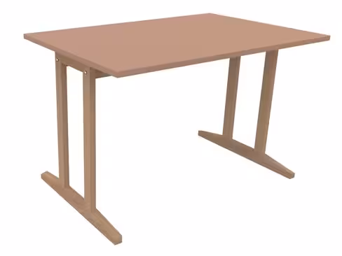 Table Soline piétement à dégagement latéral - 120 x 80 cm - hêtre verni naturel - chant plastique