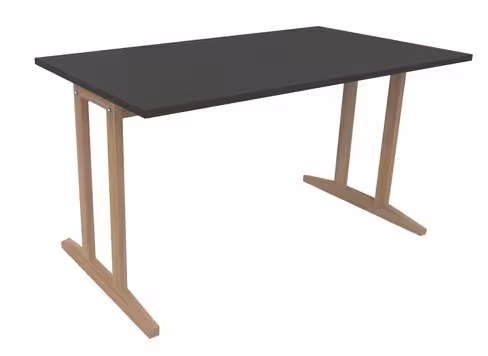 Table Soline piétement à dégagement latéral - 140 x 80 cm - hêtre verni naturel - chant plastique