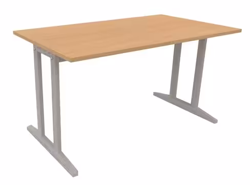 Table Soline piétement à dégagement latéral - 140 x 80 cm - hêtre verni teinté - chant plastique
