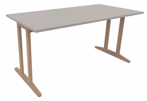Table Soline piétement à dégagement latéral - 160 x 80 cm - hêtre verni naturel - chant plastique
