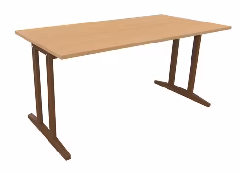 Table Soline piétement à dégagement latéral - 160 x 80 cm - hêtre verni teinté - chant plastique