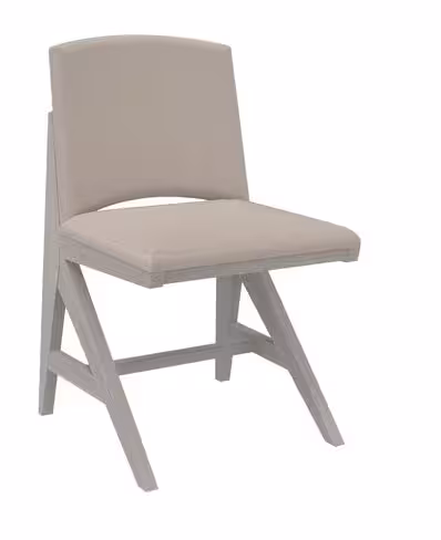 Chaise rembourrée appui sur table Soline - piétement hêtre verni teinté - assise et dossier textile enduit