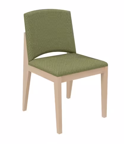 Chaise rembourrée 4 pieds Soline - piétement hêtre verni naturel - assise et dossier textile enduit