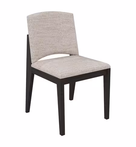 Chaise rembourrée 4 pieds Soline - piétement hêtre verni teinté - assise et dossier textile enduit