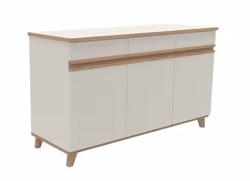 Buffet 3 portes, 3 tiroirs Soline - hêtre verni naturel l. 154 x h. 90 x pr. 54,5 cm