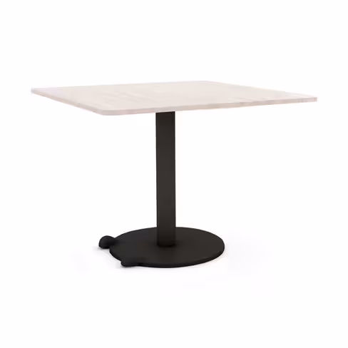 Table Ziiit - 110 x 110 cm - plateau stratifié antibactérien chant ABS - piétement central acier embase fonte