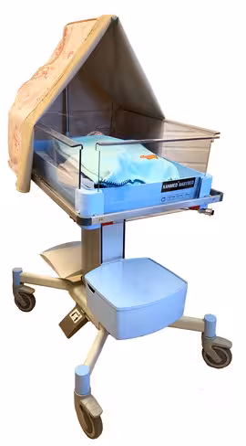 Lit nouveau-né seul à hauteur variable Babybed 102 avec rails - pour dispositif BabyWarmer