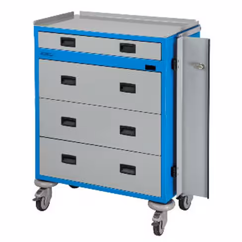 Chariot de stockage amagnétique aluminium - 4 tiroirs - Compatible compatible IRM avec - 3 Tesla