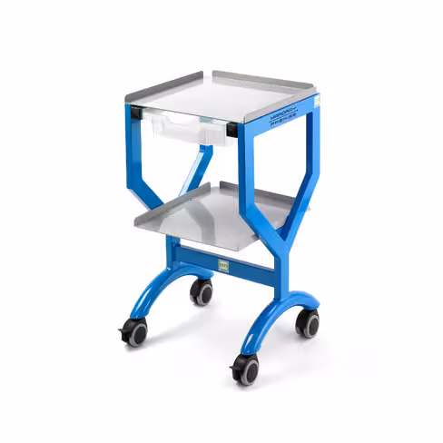 Desserte amagnétique - aluminium - 2 plateaux 450 x 450 et 1 tiroir h. 75 mm - compatible IRM - 7 Tesla