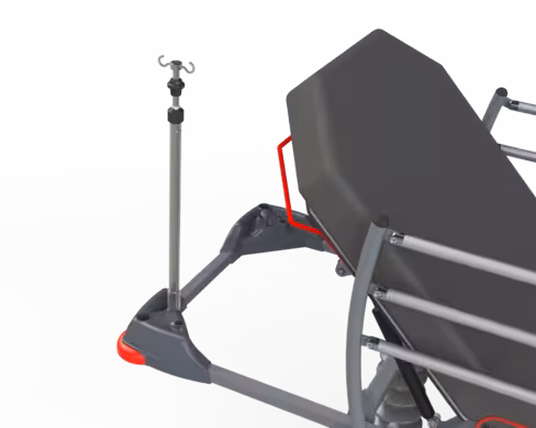 Tige porte-sérum non amovible - rabattable 2 crochets - 3 sections